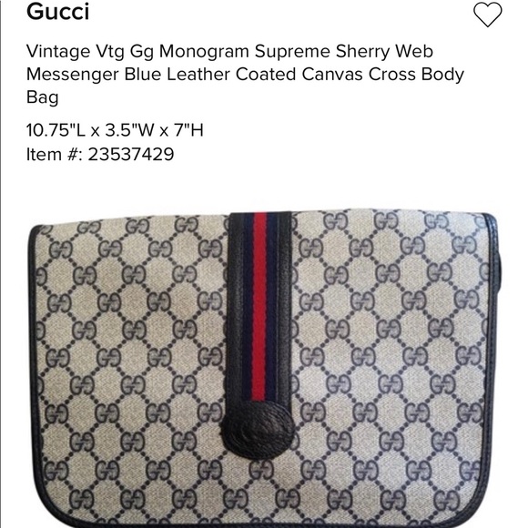 Authentic Gucci supreme sherry web messenger bag - Picture 1 of 8